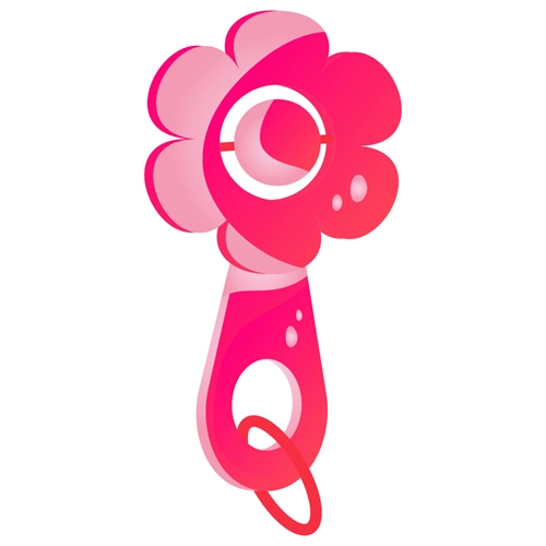 Baby Shower Pink Flower Rattle Sticker